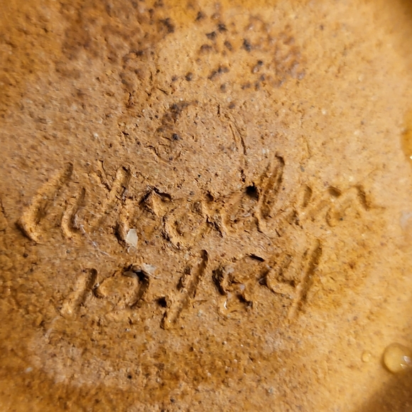 Signed Studio Pottery Wabisabi Blue Mid-century Bowl 7 5/8" - Picture 10 of 10